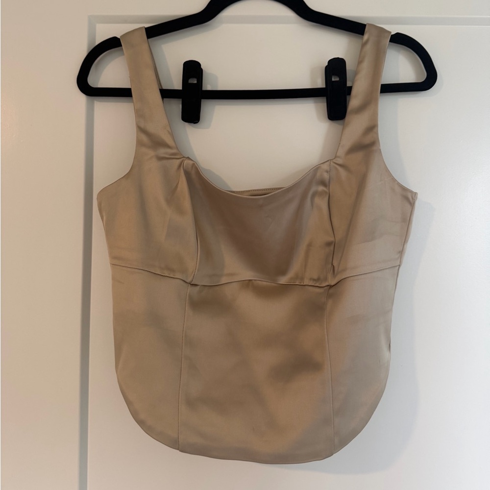 Abercrombie Satin Corset Top - Beige - Large